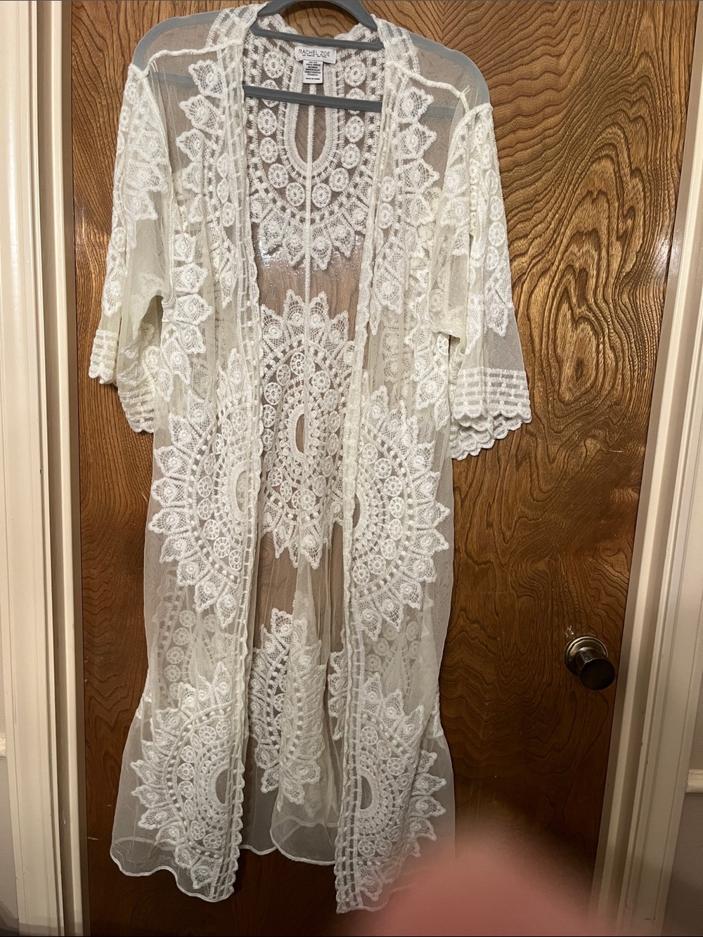 One Size Rachel Zoe Lace Kimono Duster in Ivory